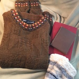 Oversized vintage boyfriend sweater fireplace